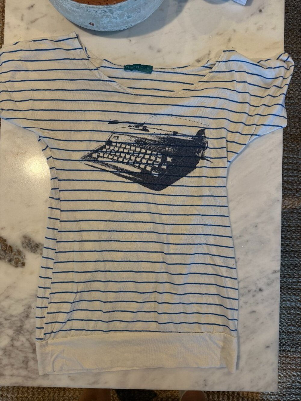 Organic Striped Typewriter T-Shirt: Size: S